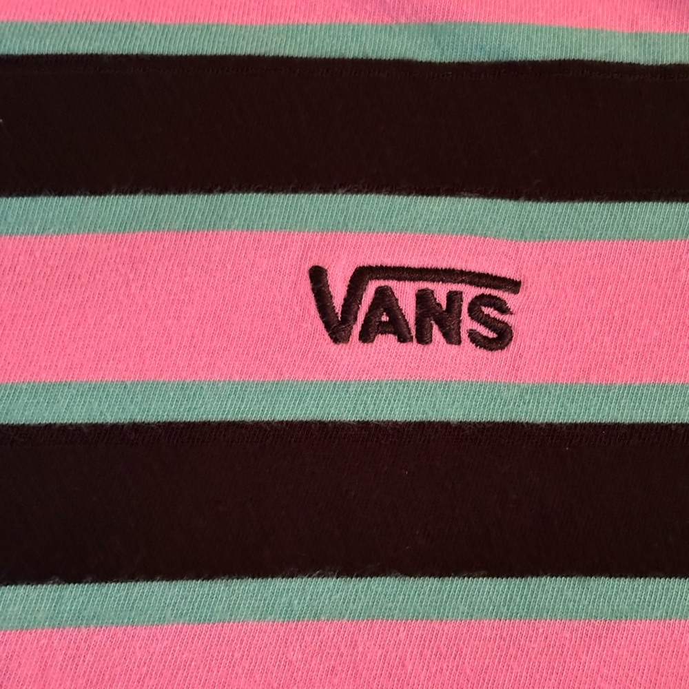 Vans Y2K Striped Pink and Black Juniors Large T-Shirt Short Sleeves Striped - Picture 5 of 8